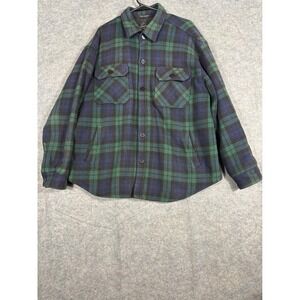Dash Classics Mens Plaid Flannel Lined Shirt Jacket Blue Green Size L G